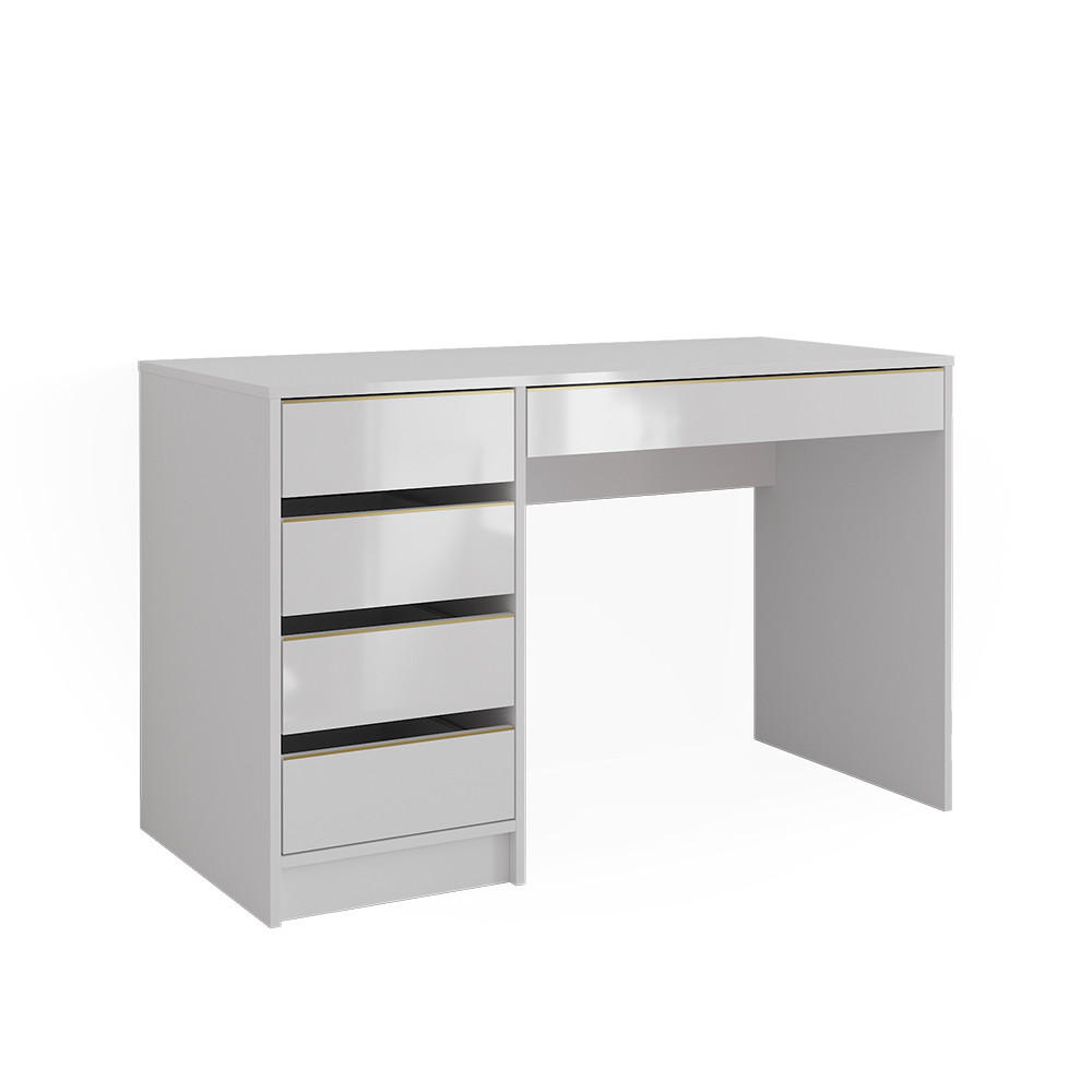 SCHMINKTISCH Sherry Weiß/Gold 120 cm ohne Spiegel - Goldfarben/Weiß, Holzwerkstoff (120/55/75cm) - Vicco