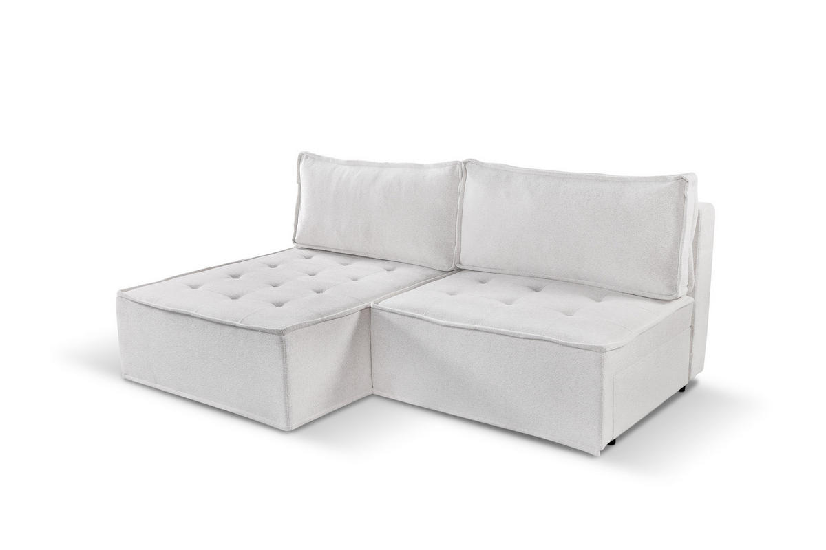ECKSOFA Bohoo Mini Modernes Mit Schlaffunktion Ecru Links - Creme, Holz (140/200cm) - Kaiser Möbel