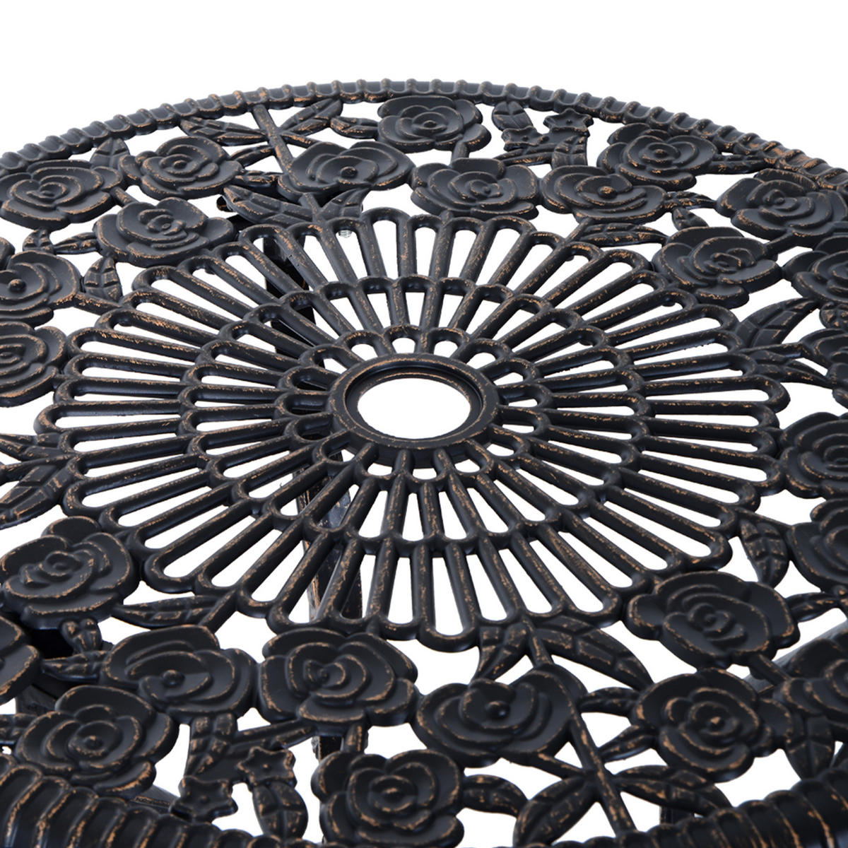 GARTENSETS aus Metall 60x60x67cm Bronze mit Schirmöffnung - Bronzefarben, Metall - Modfu
