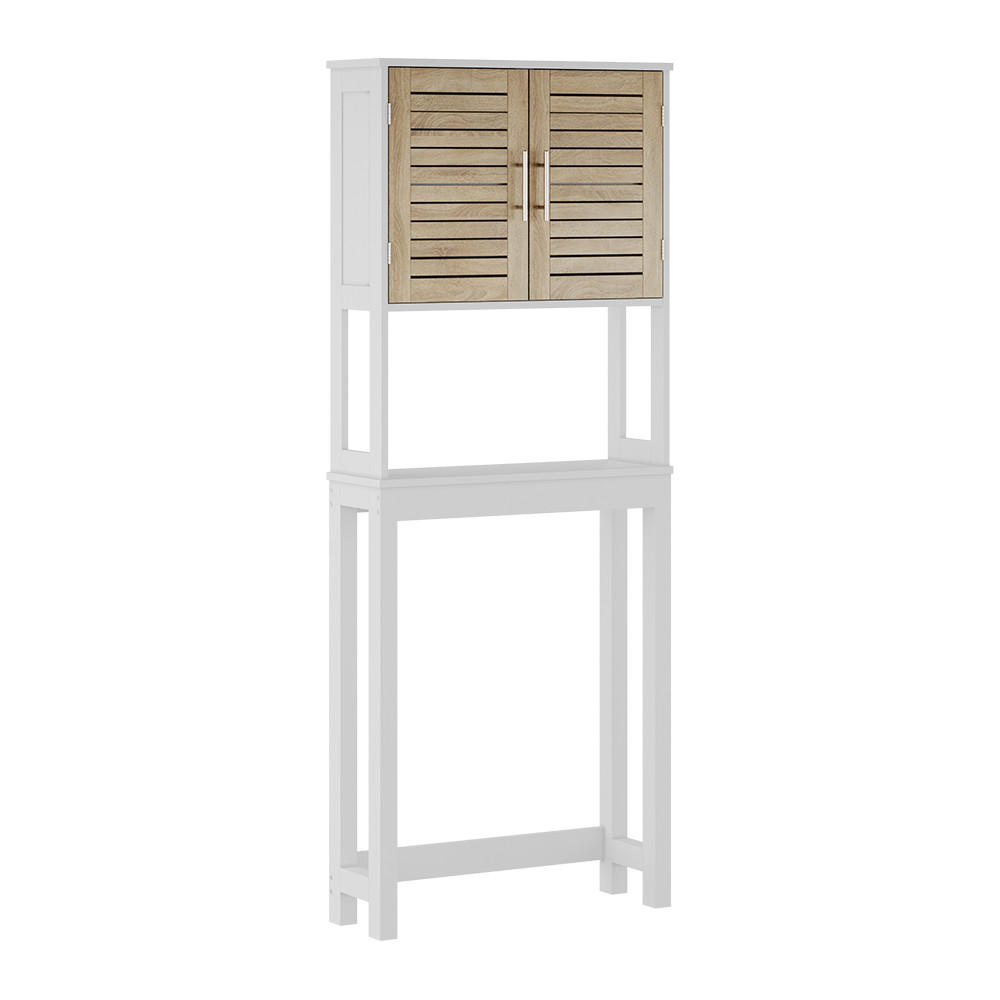 TOALETTSKÅP Looma Vit/ek 70x180 cm med 2 stängda fack Vit, Ekfärgad 180/70/23 cm