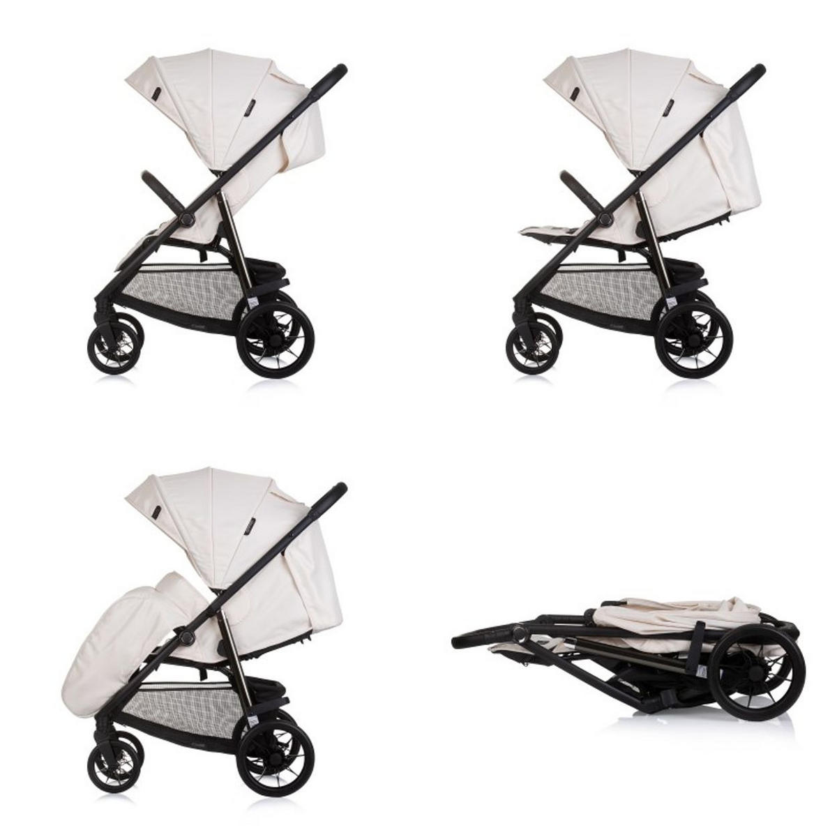 KINDERWAGEN Insta beige Fußabdeckung, Federung, Korb, Gurt, klappbar - Beige, Metall (87/53/105cm) - Chipolino