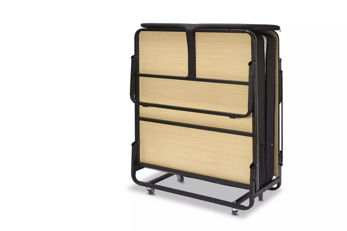 GÄSTEBETT GB100 - 90x200 cm mit Federkern Matratze - Schwarz, Metall (90/200cm) - BED BOX