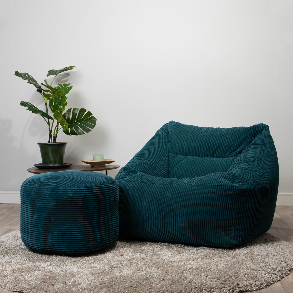 SITZSACK Sessel Natalia + Sitzpouf - Grün, Textil (100/80/88cm) - icon