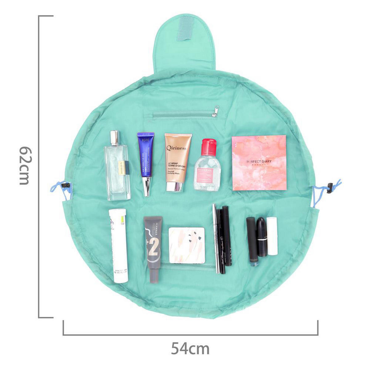 KOSMETIKTASCHE mit Reißverschlussfächern - Türkis, Kunststoff (54/62cm) - Intirilife