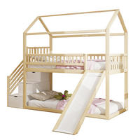 KINDERHOCHBETT aus Holz 90x200 cm Naturholz mit Rutsche und Aufbewahrungsleiter - Weiß, Holz (90/200cm) - IVMEU