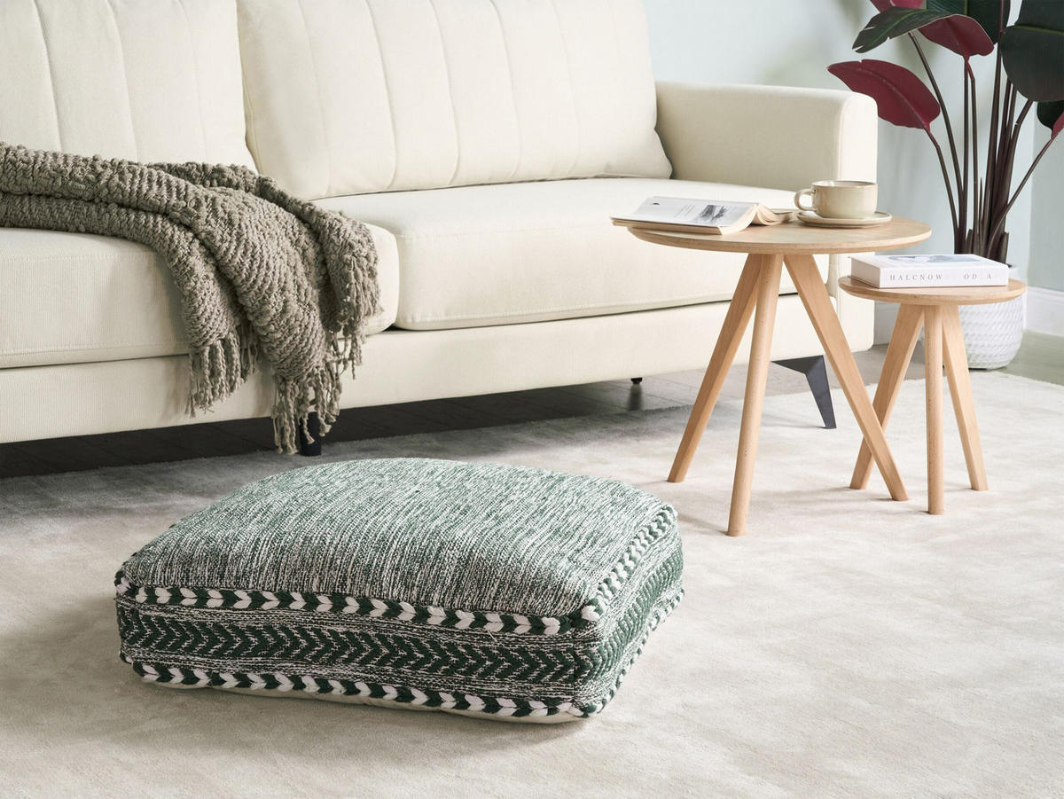 POUF Birch 60/60/12 cm - Grün, Naturmaterialen (60/12/60cm) - Beliani