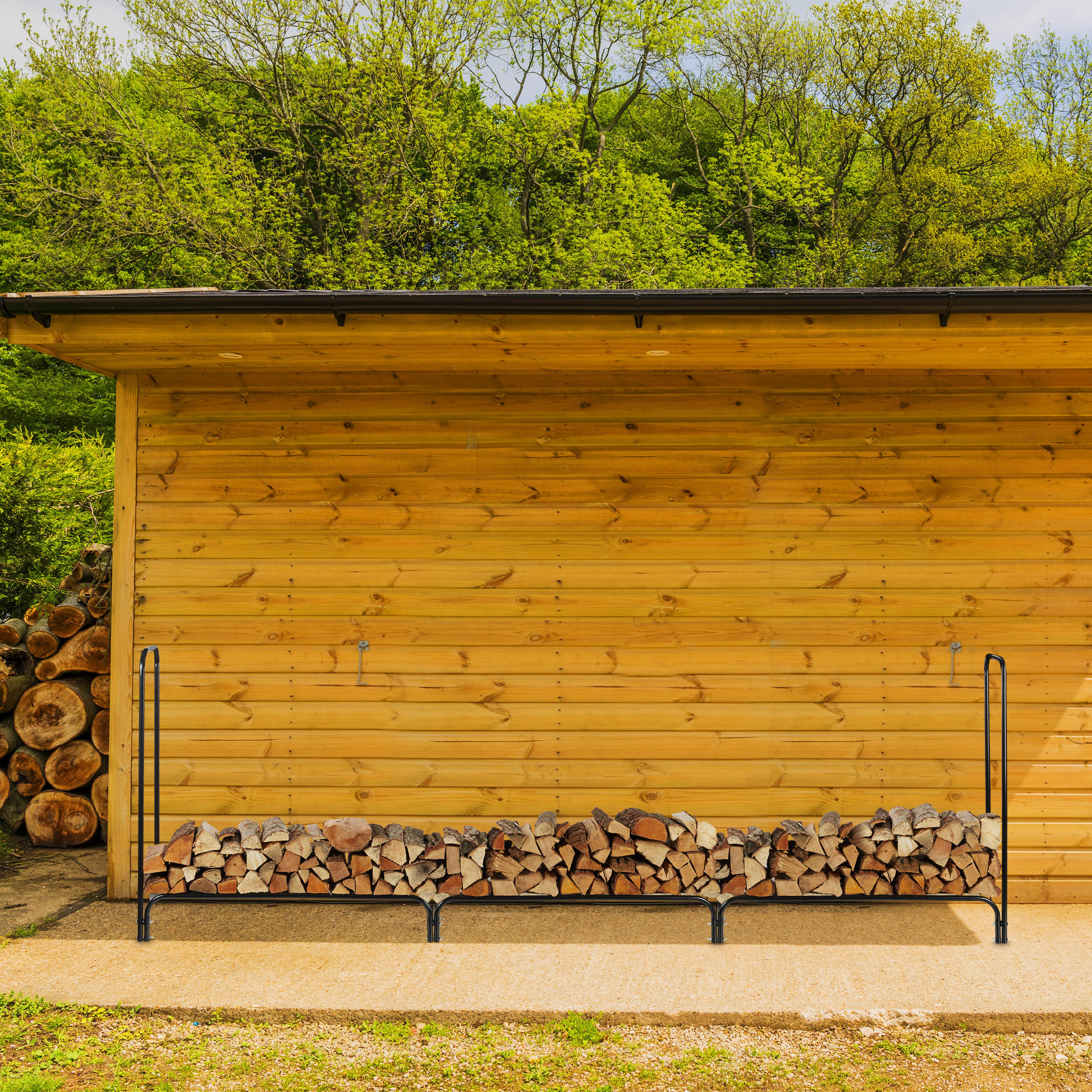 KAMINHOLZREGAL - Schwarz, Metall (370/122/38.5cm) - Relaxdays