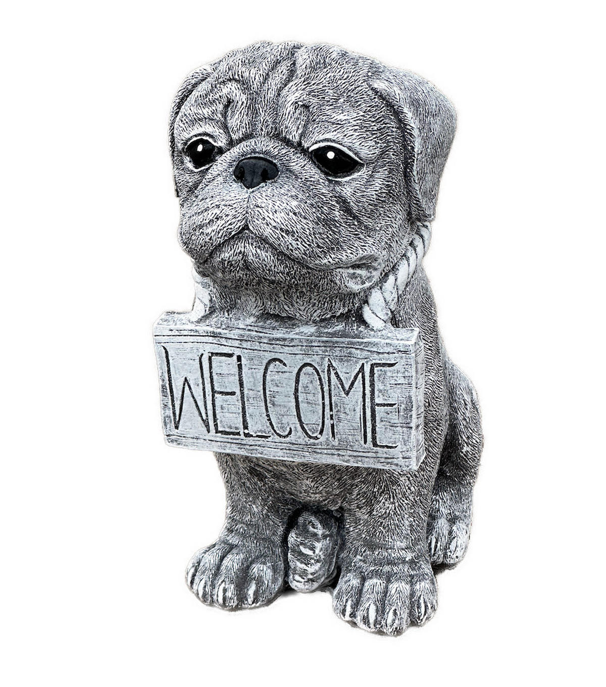 STEINFIGUR Mops Welcome Bulldogge frostfest, massiv - Grau, Stein (28/28/16cm) - stoneandstyle