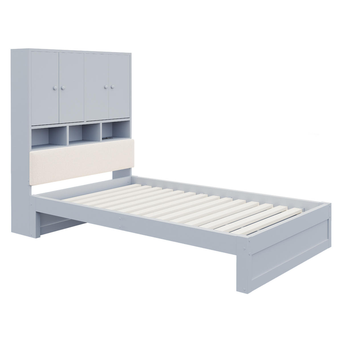 STAURAUMBETT 90/200 cm mit Stauraum, LED und 2 Schubladen, DE-41627, in Grau - Grau, Holzwerkstoff (90/200cm) - ComfortXL