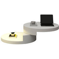 COUCHTISCH 70/70/35,5 cm weiß aus MDF mit drehbarer LED-Tischplatte - Weiß, Holzwerkstoff (70/70/35.5cm) - OKWISH
