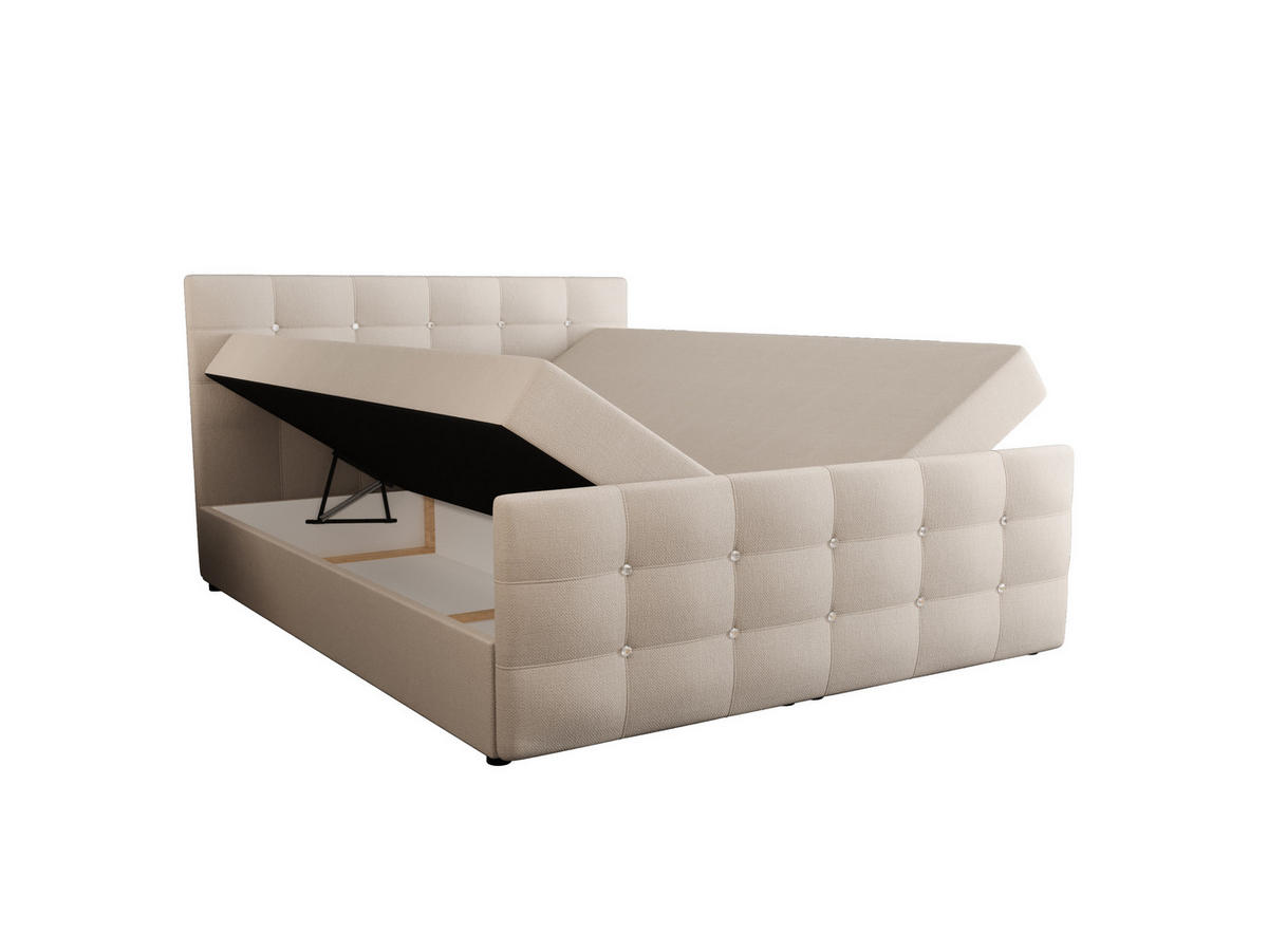 BOXBETT KLEO 180x200, mit Matratze H3 und Topper, Cosmic 10 - Beige, Holz/Kunststoff (180/200cm) - Bedante