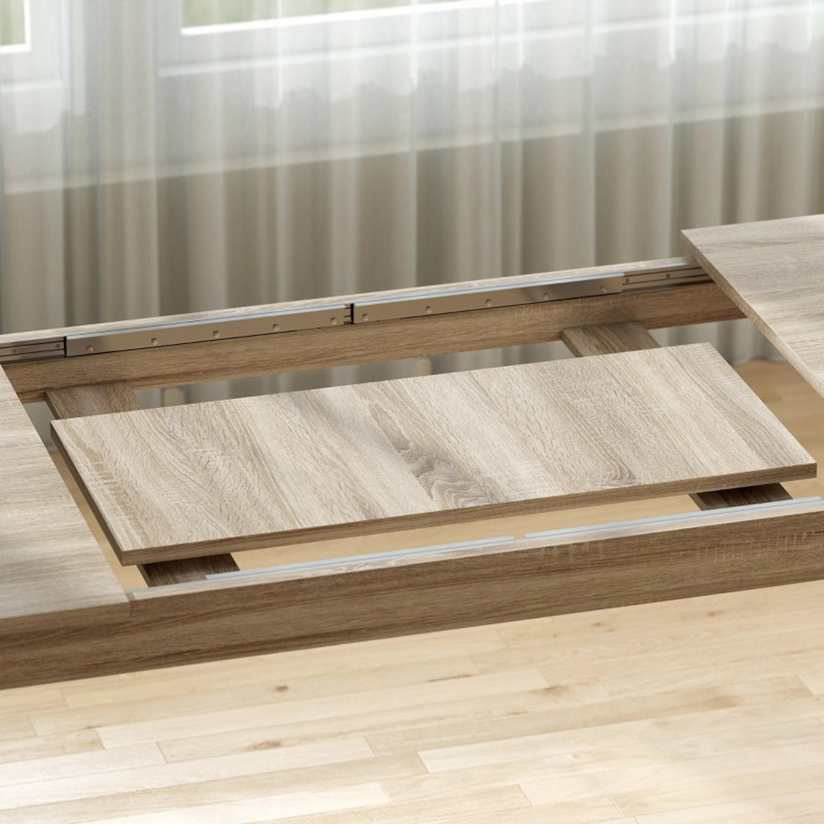 ESSTISCH 180-260/90/76,6 cm Eiche mit Schmetterlingsauszug aus Holzwerkstoff - Eichefarben, Holz (260/90/76.6cm) - OKWISH