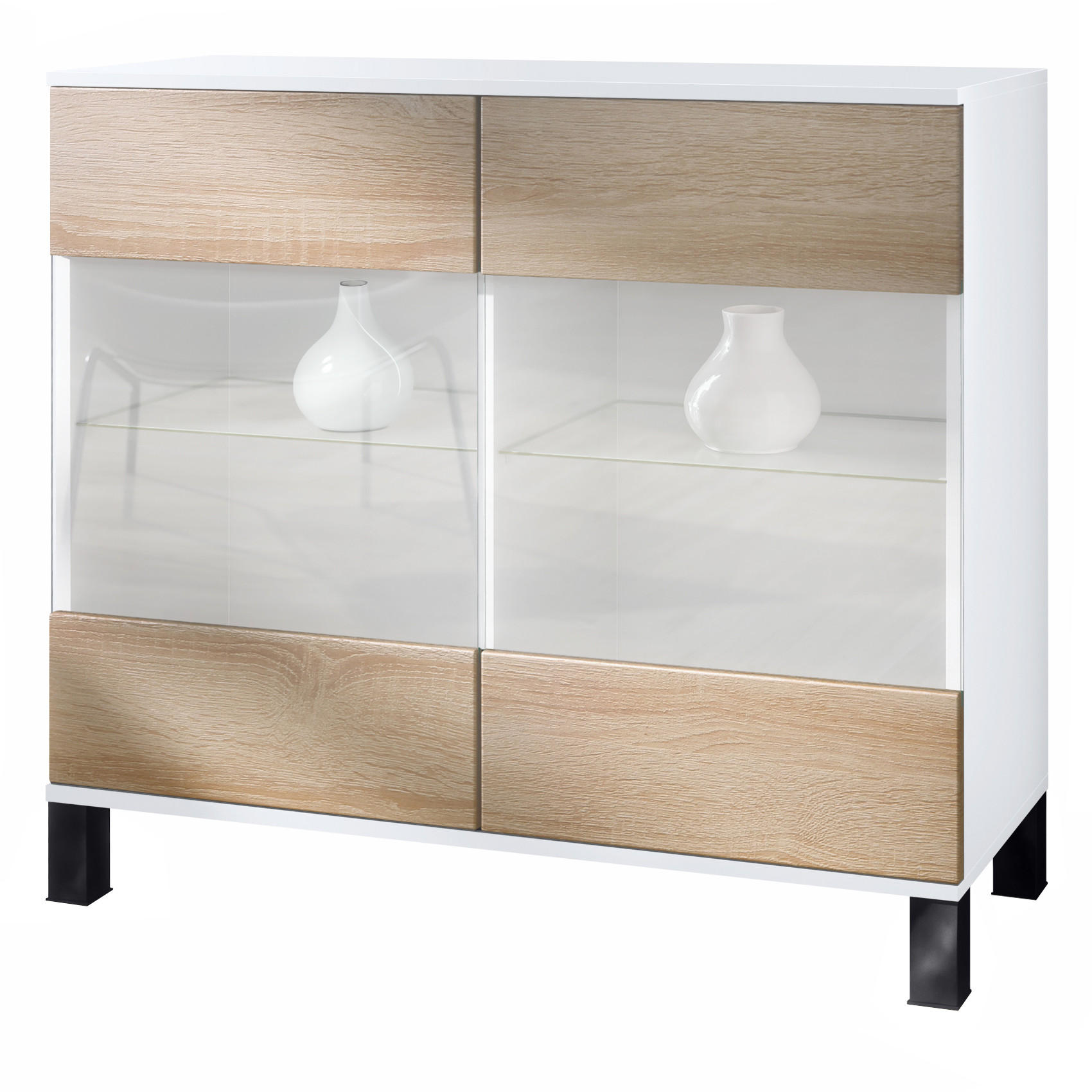KOMMODE Bari Eiche sägerau - Eiche San Remo, Holzwerkstoff (92.5/84.5/35cm) - Vladon