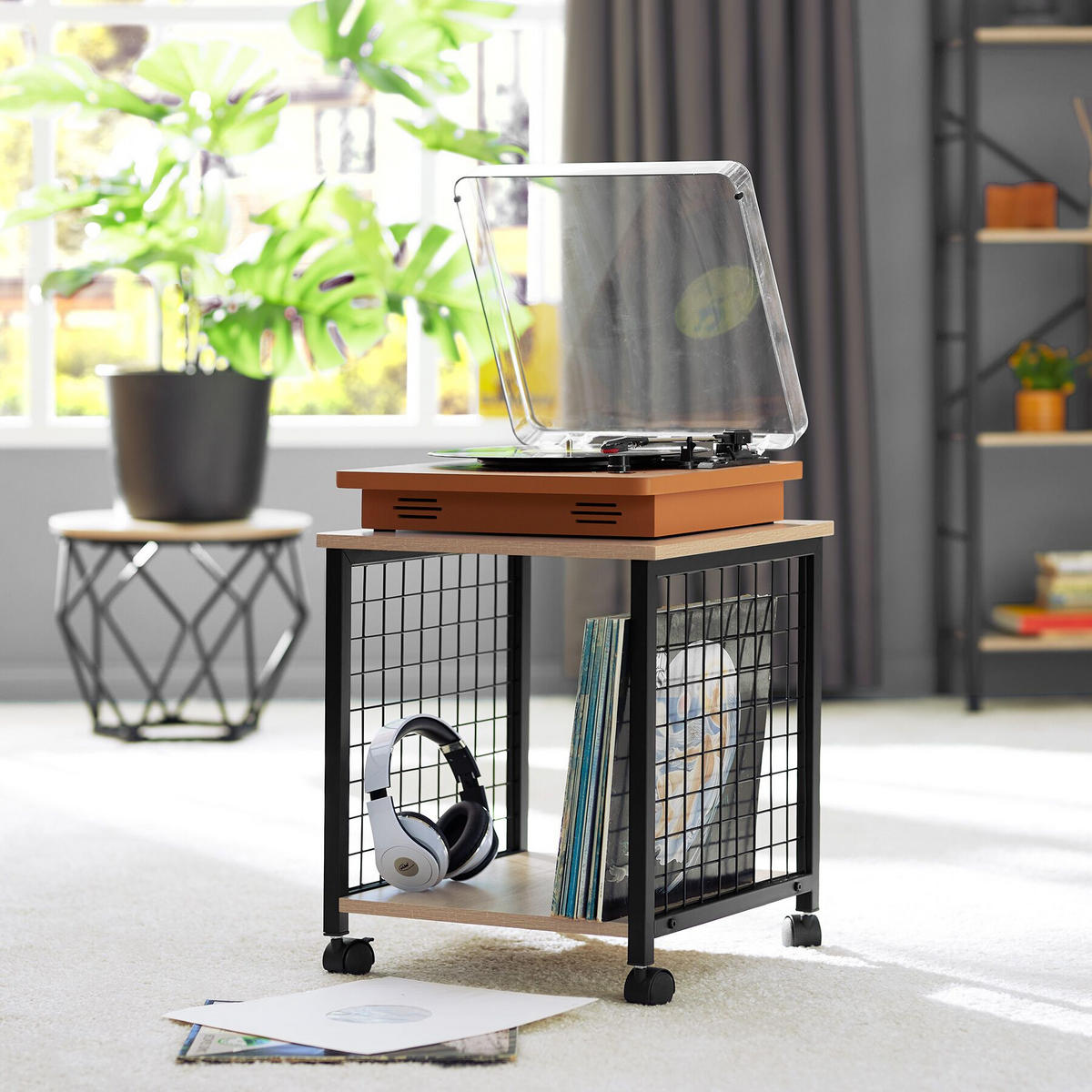 BEISTELLTISCH Gary,40 x 40 x 48 cm,Industrial Holz hell, Eiche Sonoma - Naturfarben, Holzwerkstoff (40/40/48cm) - tectake