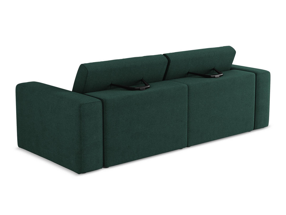 3-SITZER SOFA Strukturstoff Stoff Grün - Dunkelgrün/Schwarz, Kunststoff/Textil (224/80/103cm) - Makamii