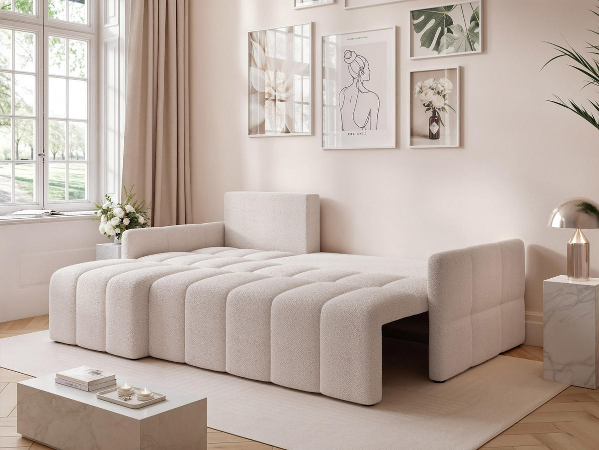 ECKSOFA LUPOO mit Schlaffunktion und Bettkasten Creme - Creme, Holzwerkstoff/Kunststoff (213/152cm) - Idohome