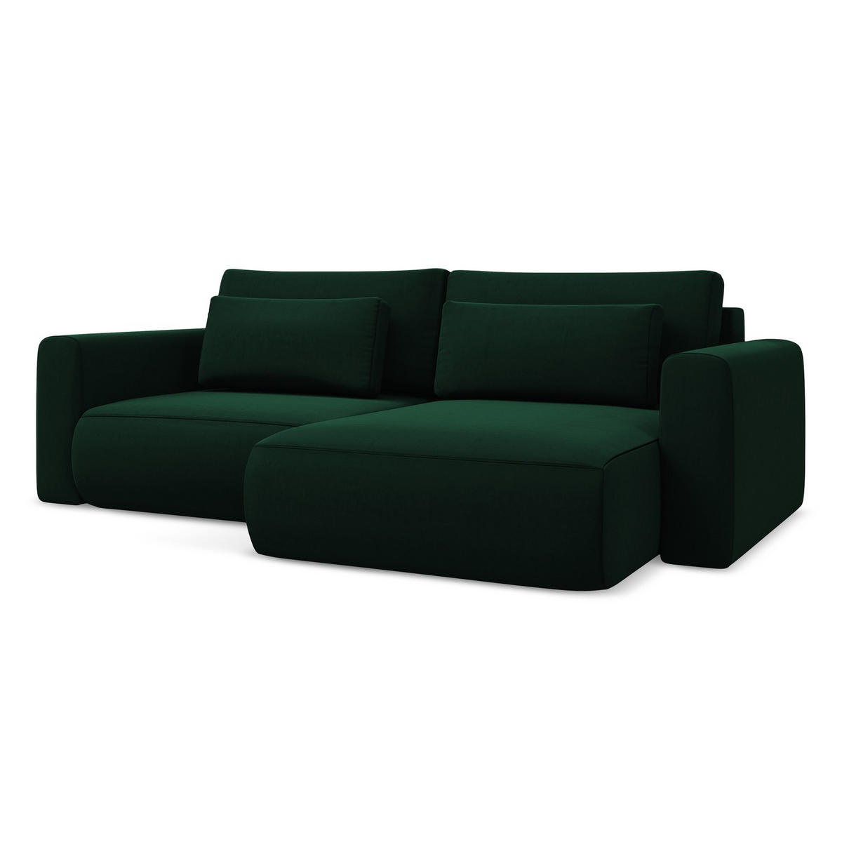 ECKSOFA mit Schlaffunktion Samt Stoff Grün - Dunkelgrün/Schwarz, Kunststoff/Textil (240/149cm) - LaMiaSofa
