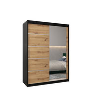 SCHWEBETÜRENSCHRANK 200/150/62 2-türig - Silberfarben/Schwarz, Holz/Kunststoff (150/200/62cm) - Abiks Möbel