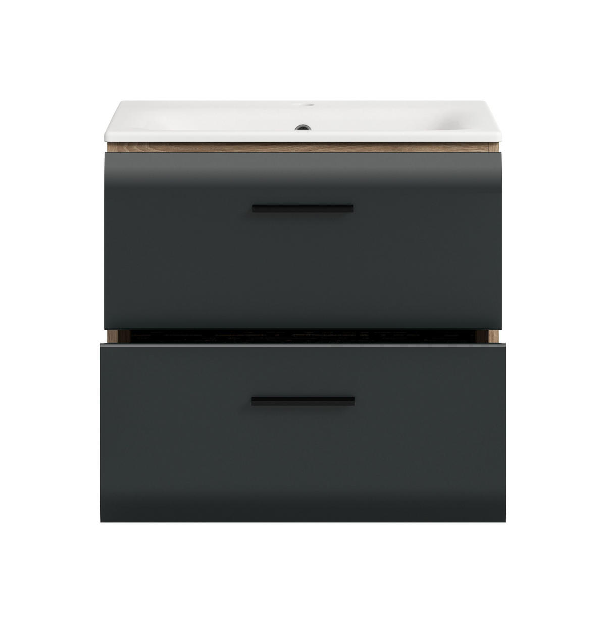 WASCHTISCH inkl. Waschbecken ICE (B/H/T: ca. 60/55/46 cm) in Nox Oak Nachbildung/schwarz matt - Eichefarben, Holzwerkstoff (60/55/46cm)