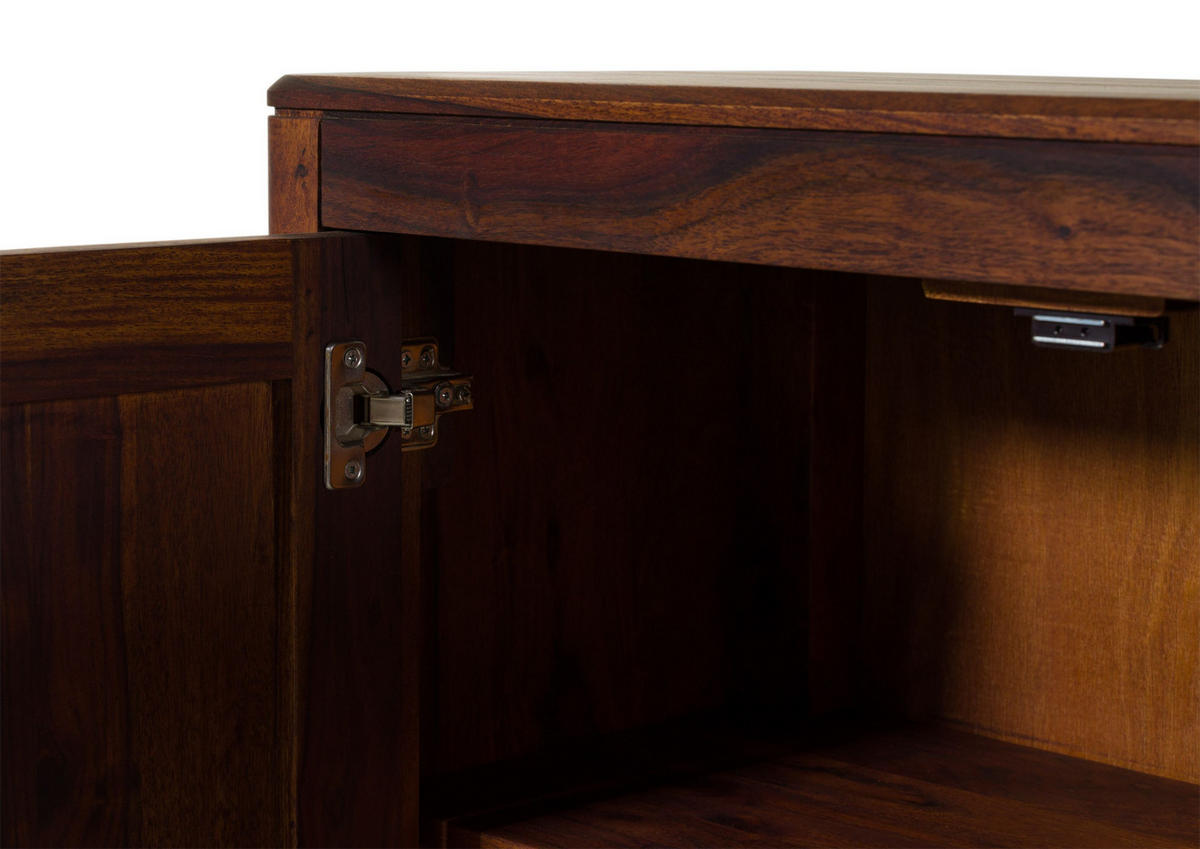SIDEBOARD Sheesham 178x40x80 walnuss geölt BROOKLYN #28 - Dunkelbraun, Holz (178/80/40cm) - Massivmoebel24