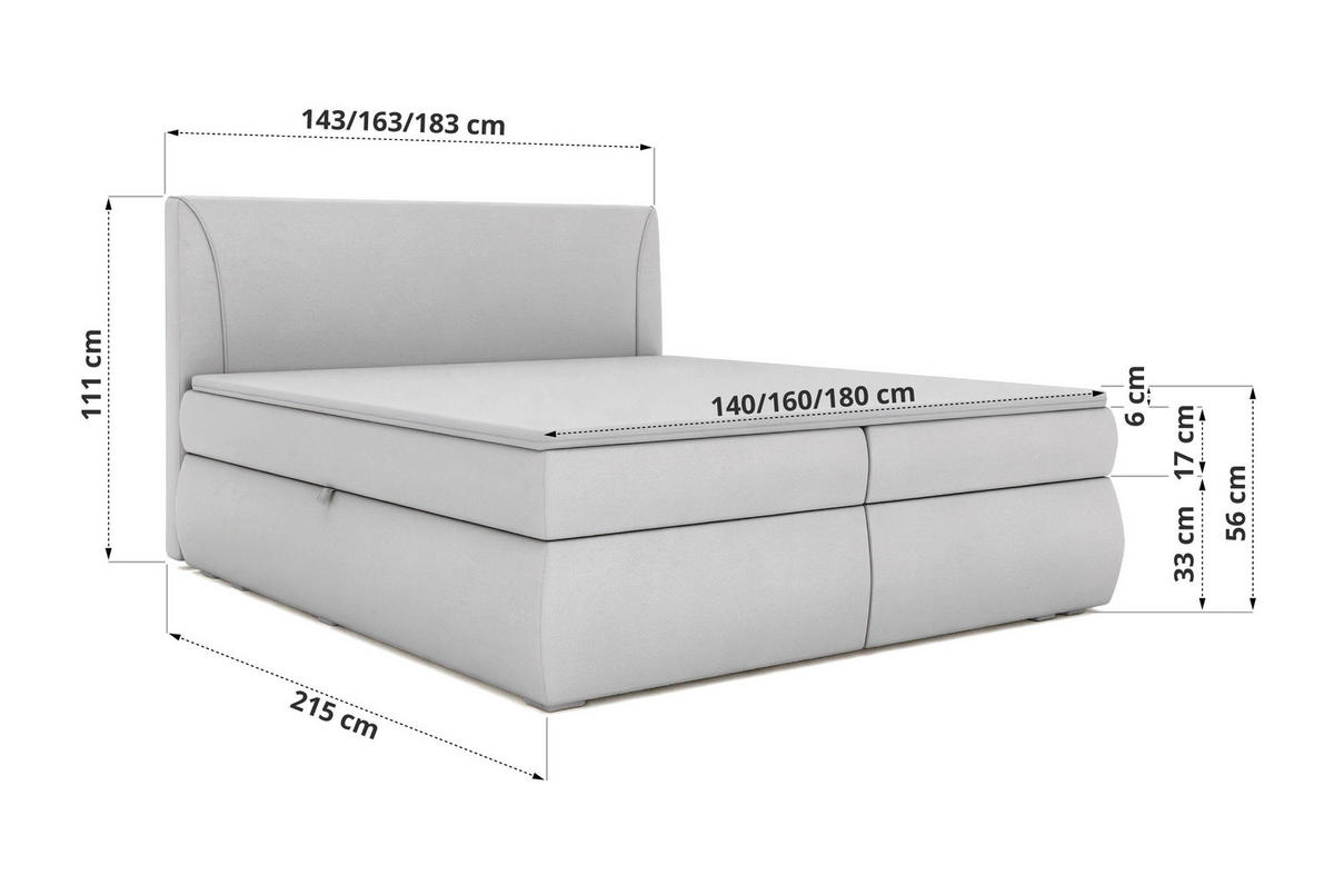 POSTEL BOXSPRING TARENZA 140/200 - Tmavě šedá Samet - Topper T25 - H3 - černá/tmavě šedá, textil/plast (140/200cm) - MKS