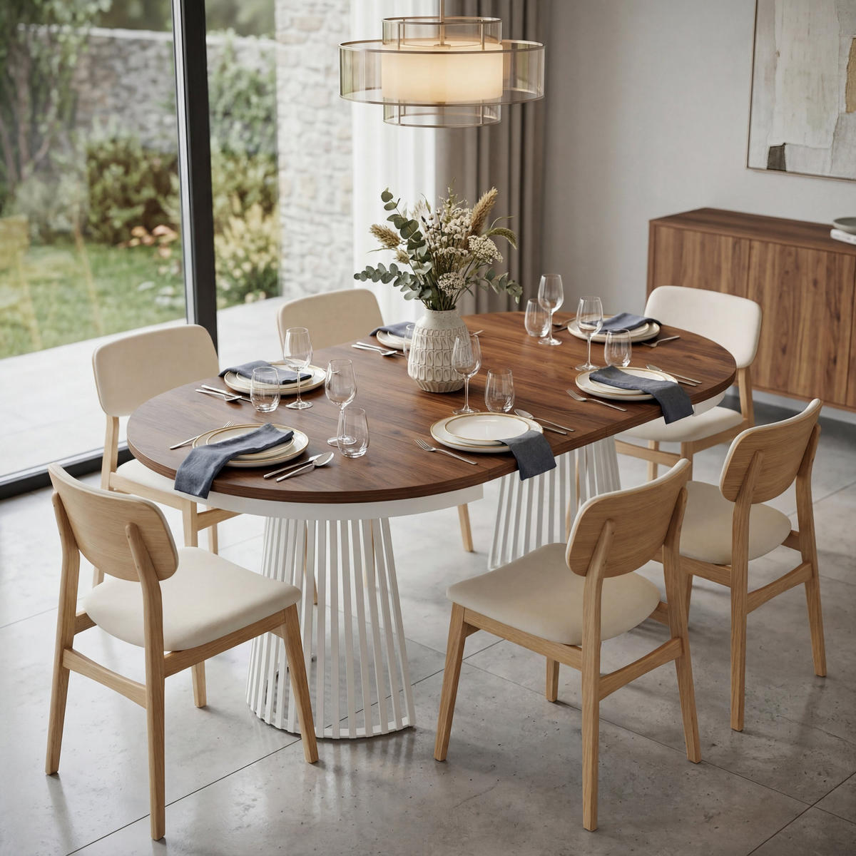 ESSTISCH TRAVIS Ausziehbar 100 - 180 / 100 x 76,6 cm - Weiß/Braun, Holz (100/100/76.6cm) - MASSENO