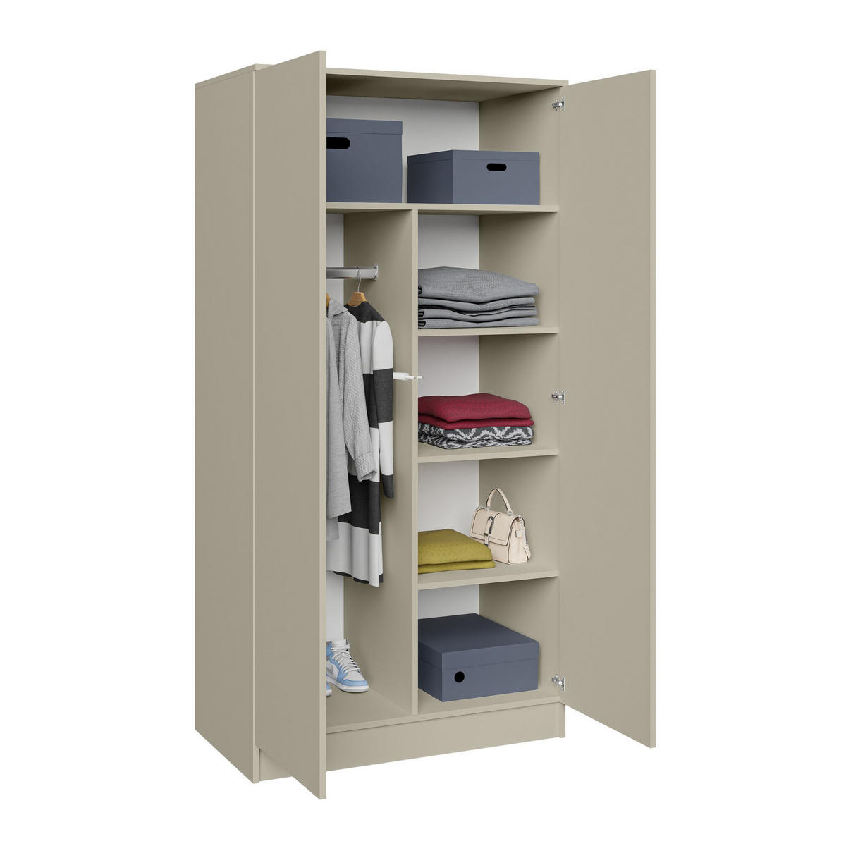 DREHTÜRENSCHRANK Look mit 2 Türen, 90 cm, Kaschmir - Kaschmir, Holzwerkstoff (90/180/50cm) - Beautysofa