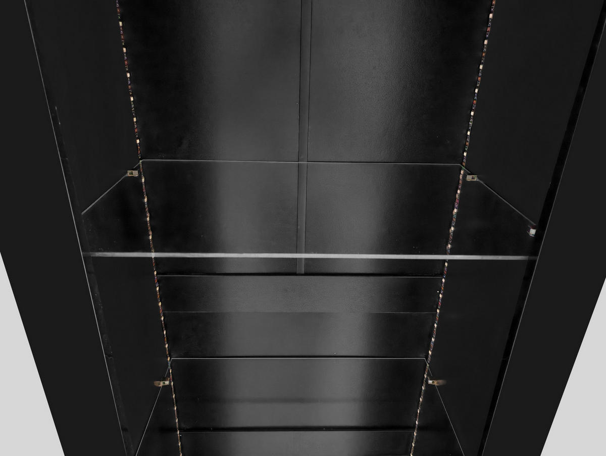VITRINE 55/38/166 cm Schwarz aus Spanplatte mit LED-Beleuchtung - Schwarz, Holzwerkstoff (38/166/55cm) - OKMYHOME