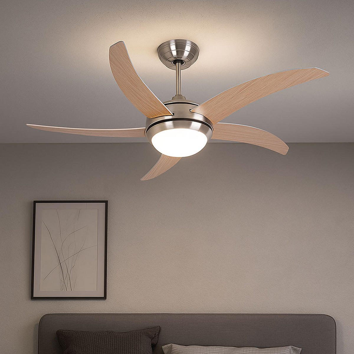 DECKENLEUCHTE Ventilator Braun Metall Glas - Braun, Glas (132/41/41cm)