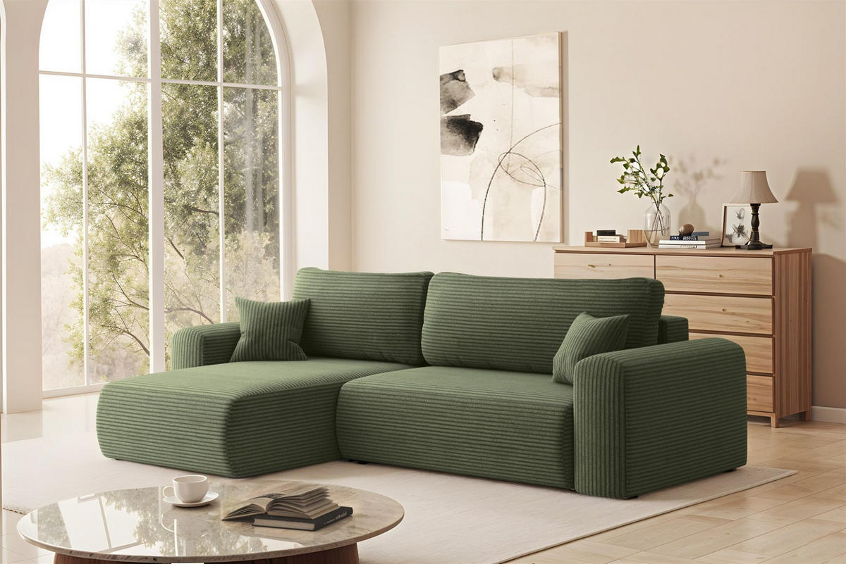 ECKSOFA Flora In Poso - Hellgrün, Holzwerkstoff/Textil (145/272cm) - Fun Möbel