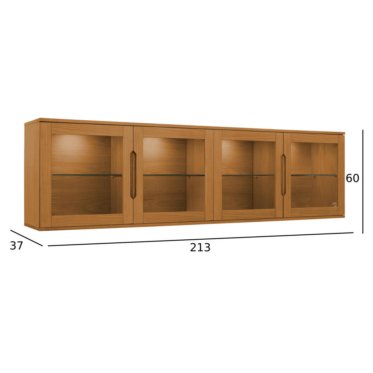 HÄNGEVITRINE mit LED Beleuchtung Wildeiche - Honigeiche/Eichefarben, Holzwerkstoff (213/60/37cm) - Furnhouse
