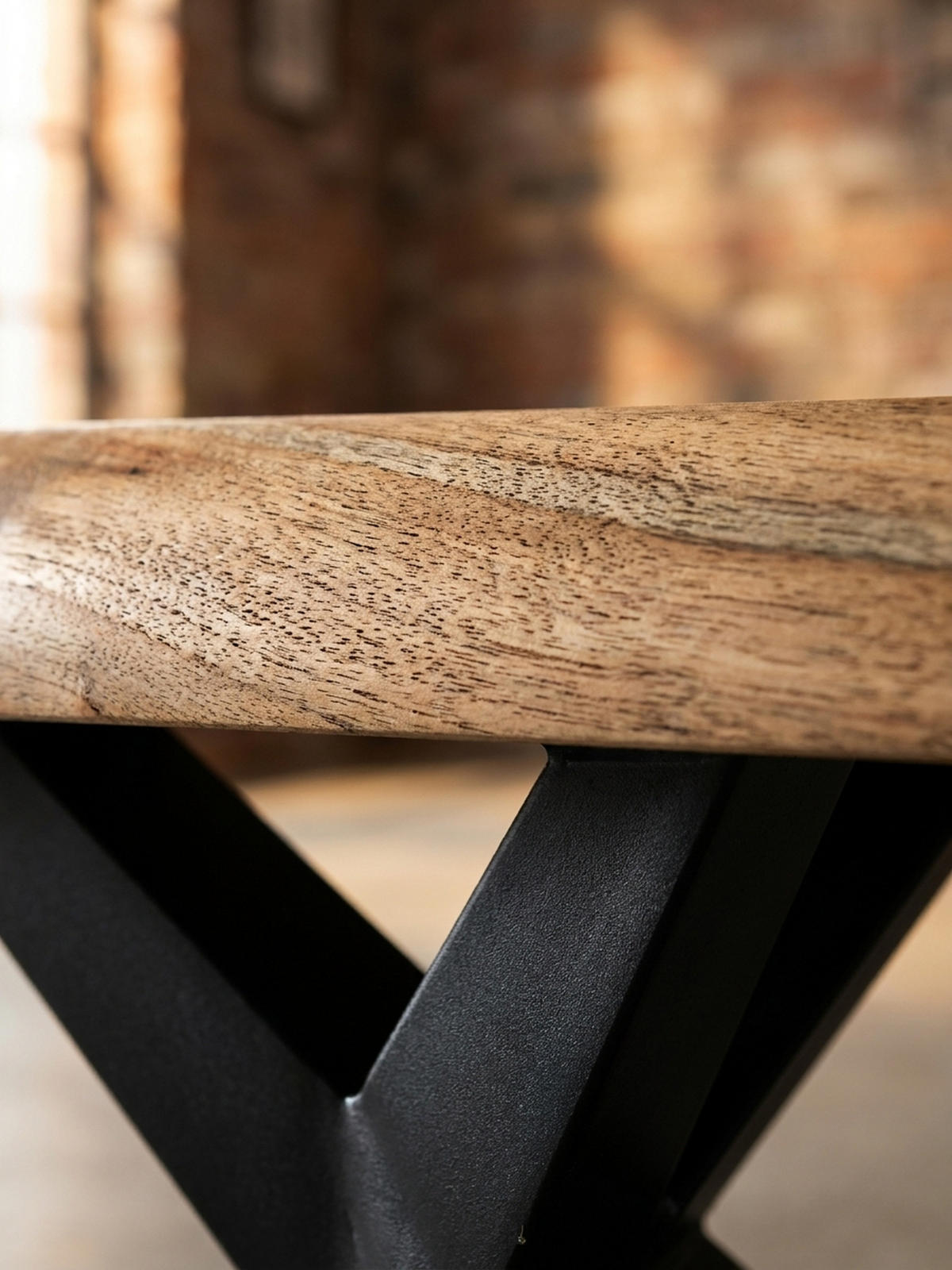 ESSZIMMERBANK Massivholz Metall Loft-Stil, Akazie 160x45x45 cm - Schwarz/Braun, Holz/Metall (160/45/45cm) - KADIMA DESIGN
