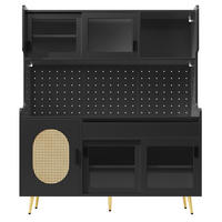 BUFFETSCHRANK Country Schwarz Braun 145/39/171 cm - Schwarz, Holz (145/171/39cm) - PANGIVO