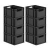 EUROBOX 8x NextGen Color 22x30x40 cm 20 Liter Griffe schwarz offen, Schwarz - Anthrazit/Schwarz, Kunststoff (30/22/40cm) - PROREGAL