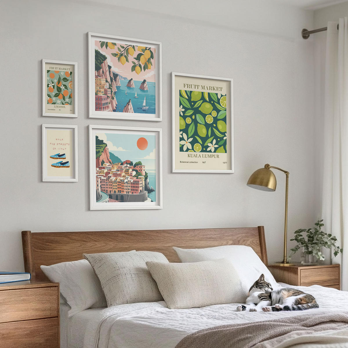 BILDER SET 5er Set - 50x50 cm & 20x30 cm & 40x60 cm Weißer Rahmen - Stadtansichten Paris London Frankreich - Weiß, Kunststoff (40/60cm) - TULUP