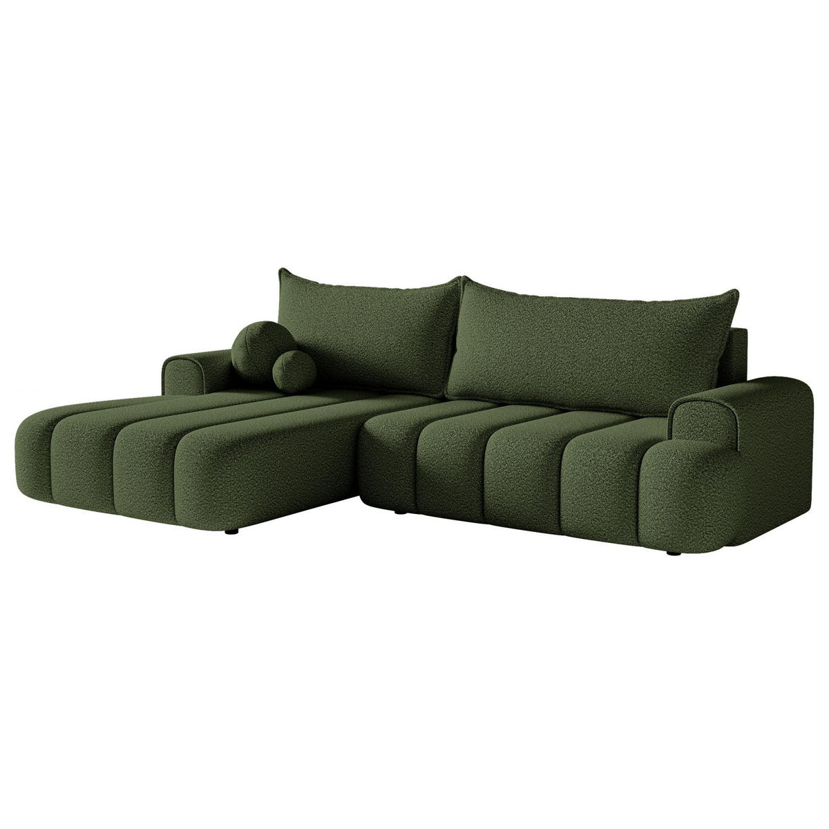 ECKSOFA Dandelino Khaki mit Bouclé-Bezug, links - Schwarz/Grün, Kunststoff/Textil (275/168cm) - Selsey