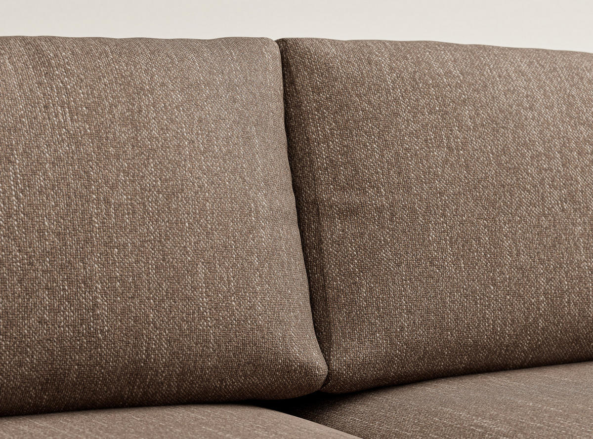 WOHNLANDSCHAFT MIT SCHLAFFUNKTION Numba Hellbraun Webstoff - Hellbraun/Schwarz, Holz/Holzwerkstoff (397/70/153cm) - Maison de Reve
