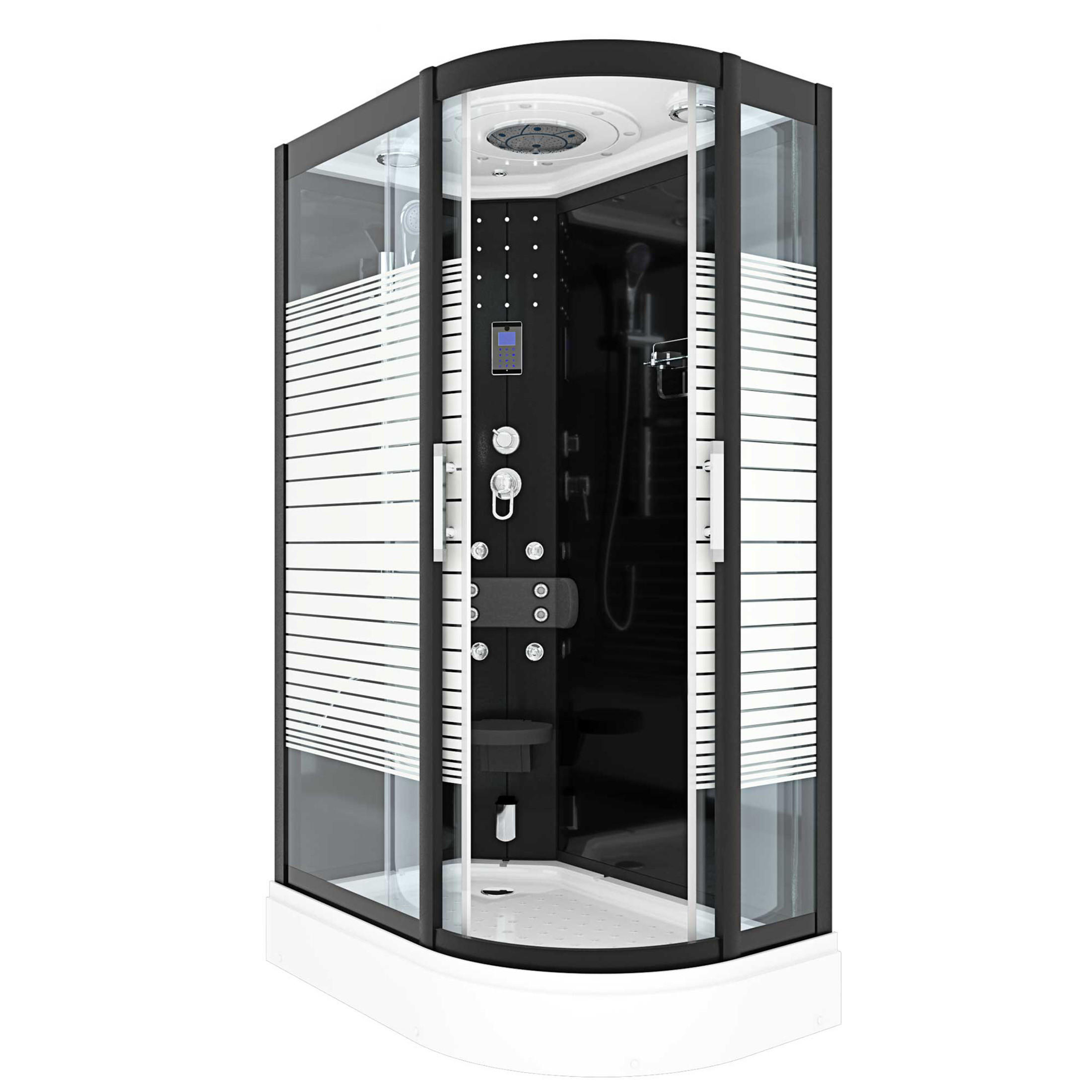 DAMPFDUSCHE Sauna Duschkabine D30-73M2R 80x120 cm - Schwarz, Glas/Kunststoff (80/120/215cm) - AcquaVapore by Sandra Jentho