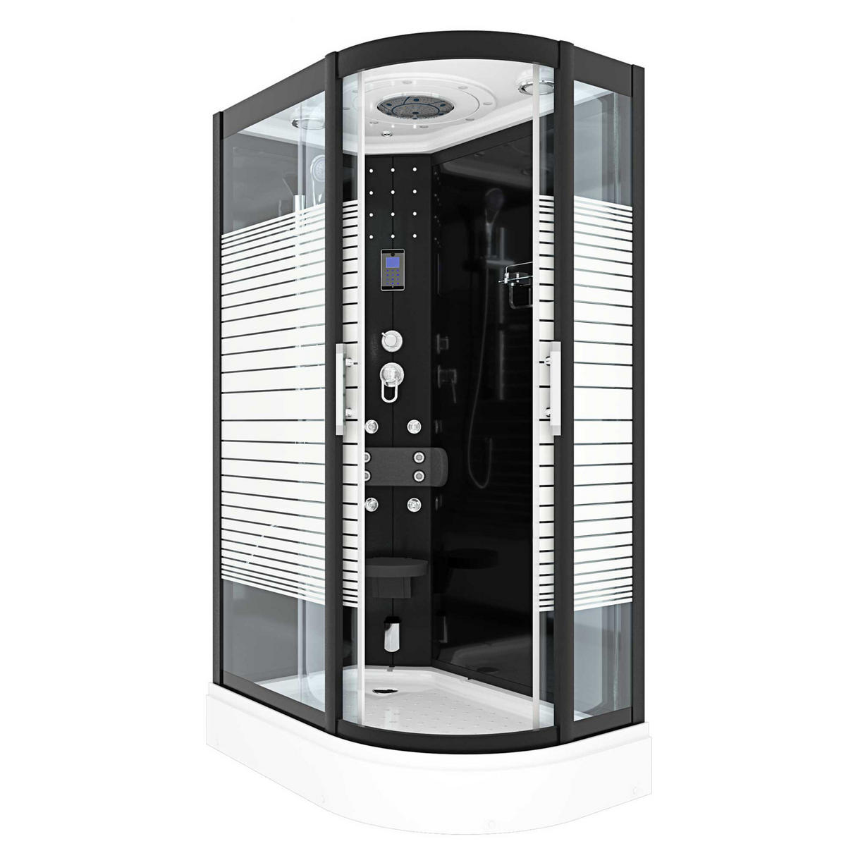 DAMPFDUSCHE Sauna Duschkabine D30-73M2R 80x120 cm - Schwarz, Glas/Kunststoff (80/120/215cm) - AcquaVapore by Sandra Jentho