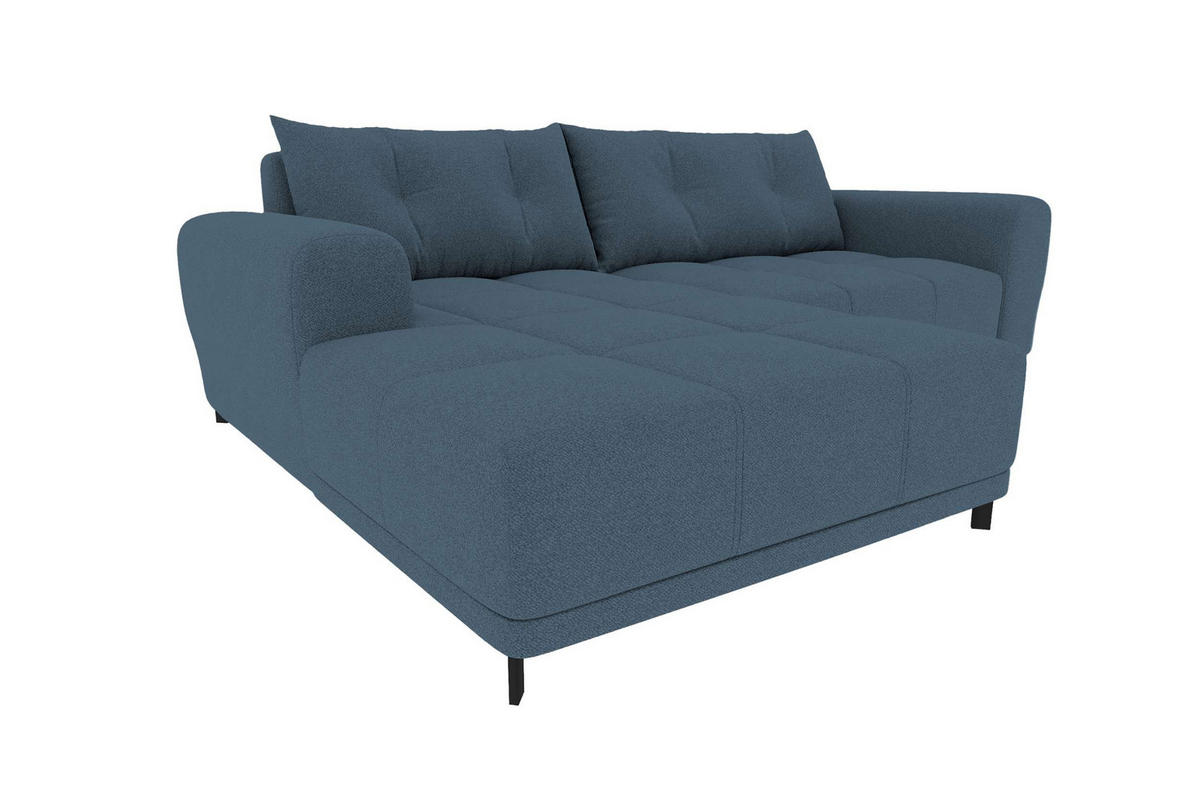 ECKSOFA Massimo Strukturstoff Dunkelblau inkl. Schlaffunktion Links - Schwarz/Dunkelblau, Textil/Metall (246/177cm) - 99rooms