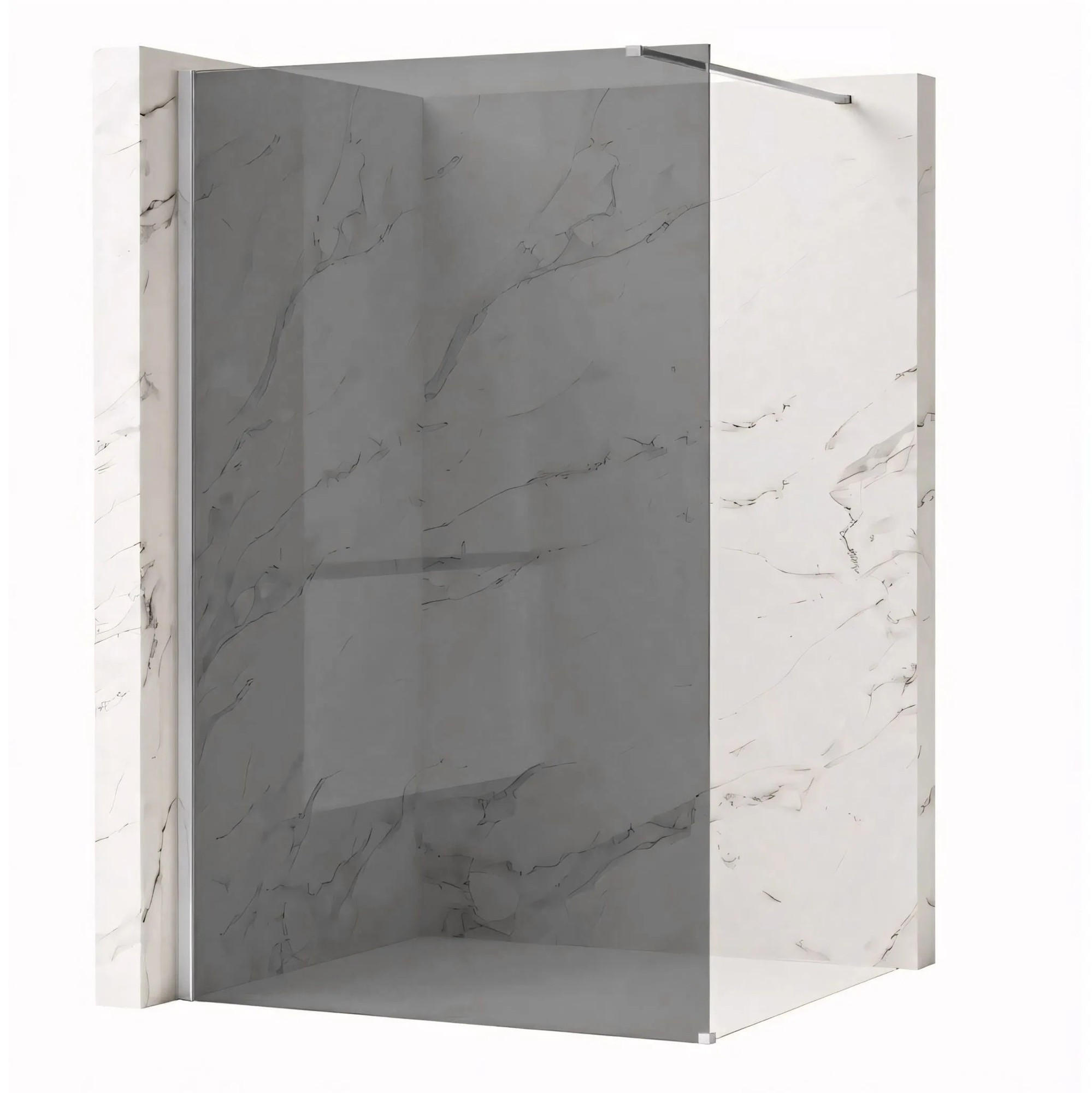DUSCHWAND Rea Flexi Grey / Chrome 100 - Chromfarben, Glas (120/100/195cm) - REA