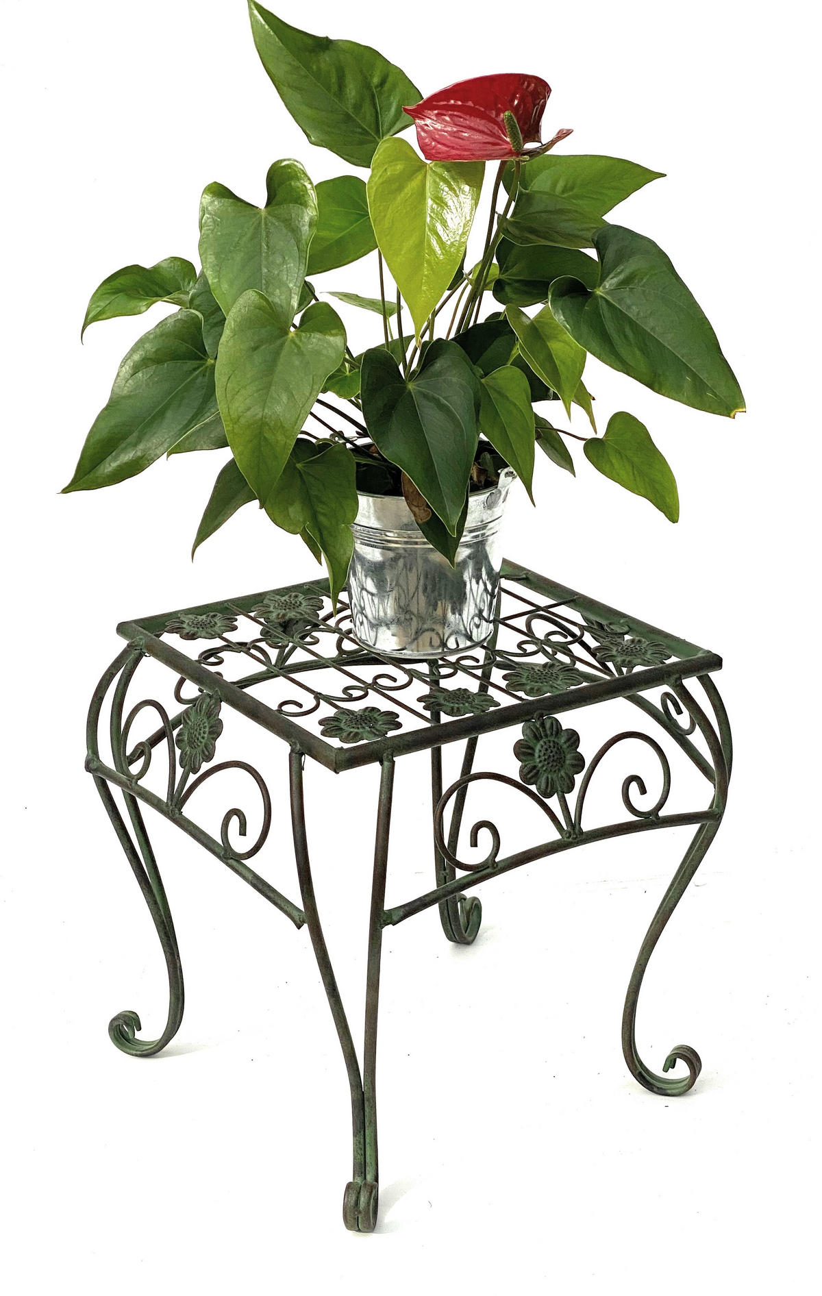 BLUMENHOCKER eckig Metall Grün 35/35/34,5 cm - Grün, Metall (31.5/34.5/31.5cm) - DanDiBo