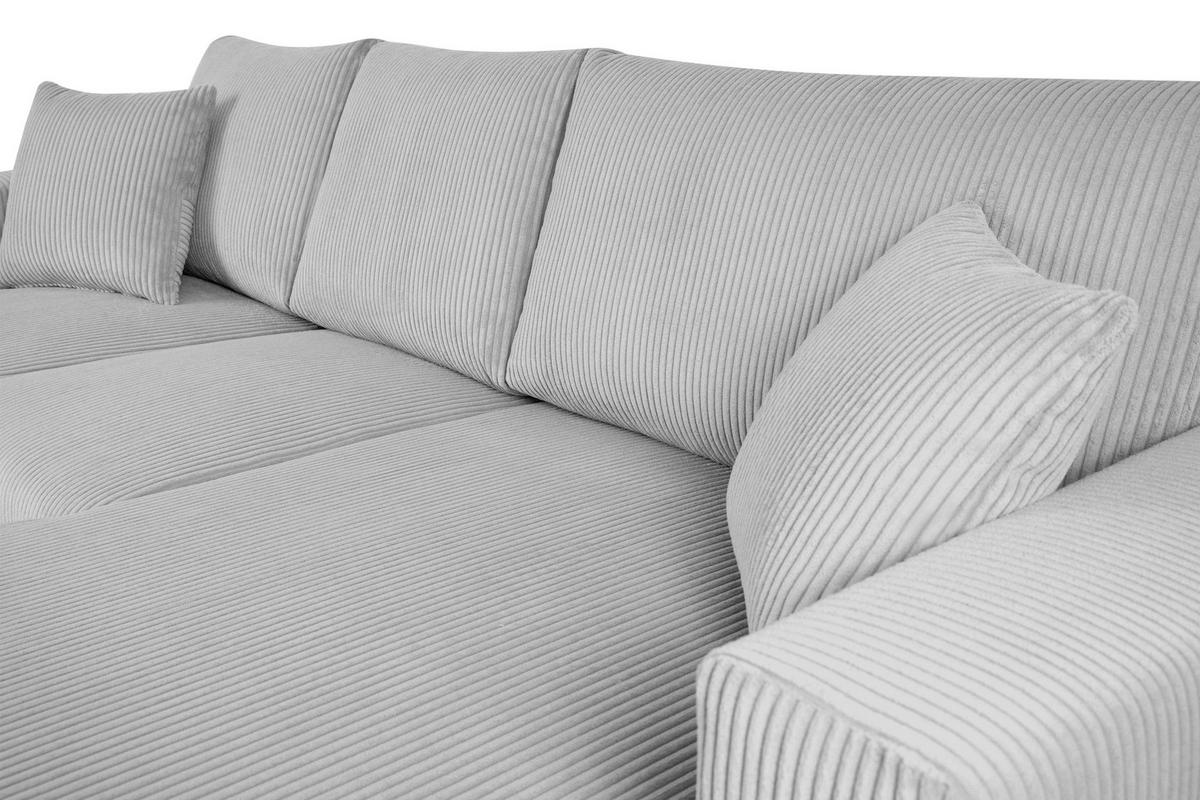 ECKSCHLAFSOFA EGRET Links mit Bettkasten, Cord-Stoff, hellgrau - Hellgrau, Textil (234/90cm) - KONSIMO®