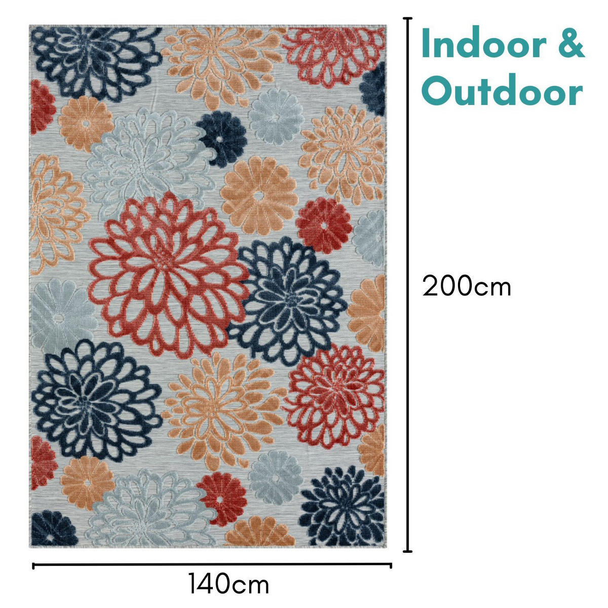 OUTDOORTEPPICH Bramble Dunkelblau,Rostfarben,Currygelb 140/200 cm - Multicolor/Hellgrau, Textil (140/200cm) - My-Rug