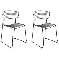 GARTENSTUHL 2er-Set Metall Schwarz Pistoia - Schwarz, Metall (54/80/51cm) - Beliani