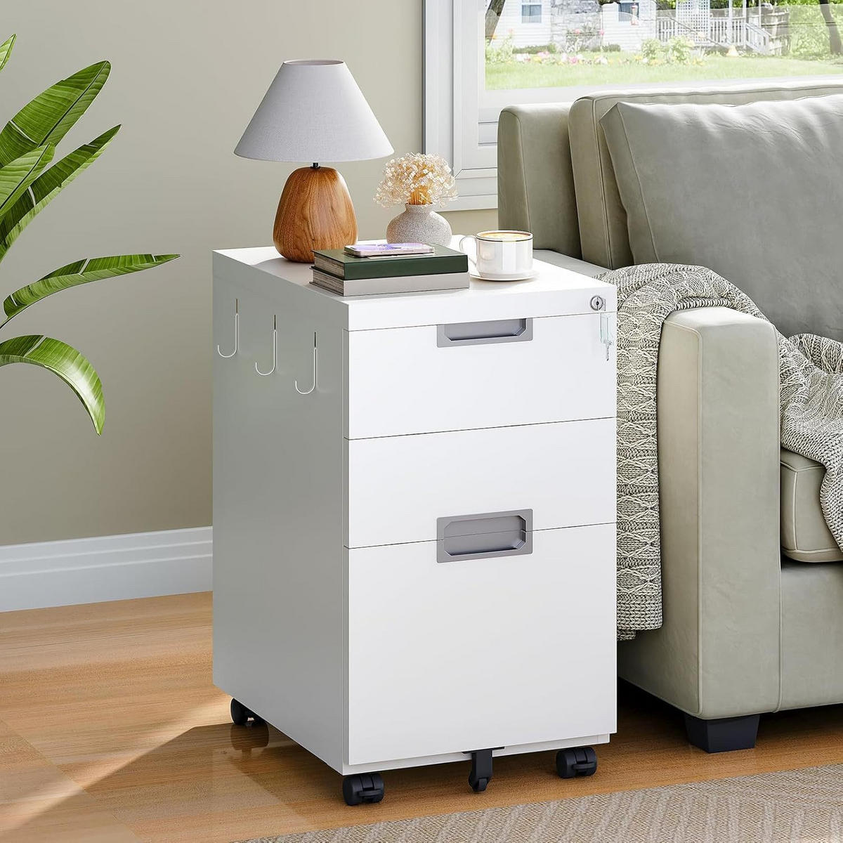 BÜROCONTAINER Weiß abschließbar, mit 3 Schubladen - Weiß, Metall (52/67/39cm) - Hoobro