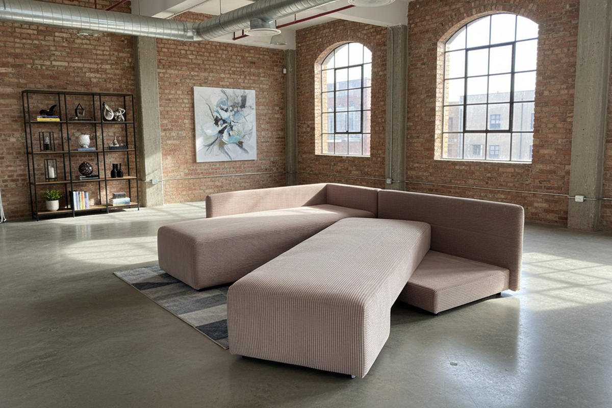 SCHLAFSOFA SADIRA Taupe Cord - Taupe/Schwarz, Kunststoff/Textil (288/209cm) - KAWOLA