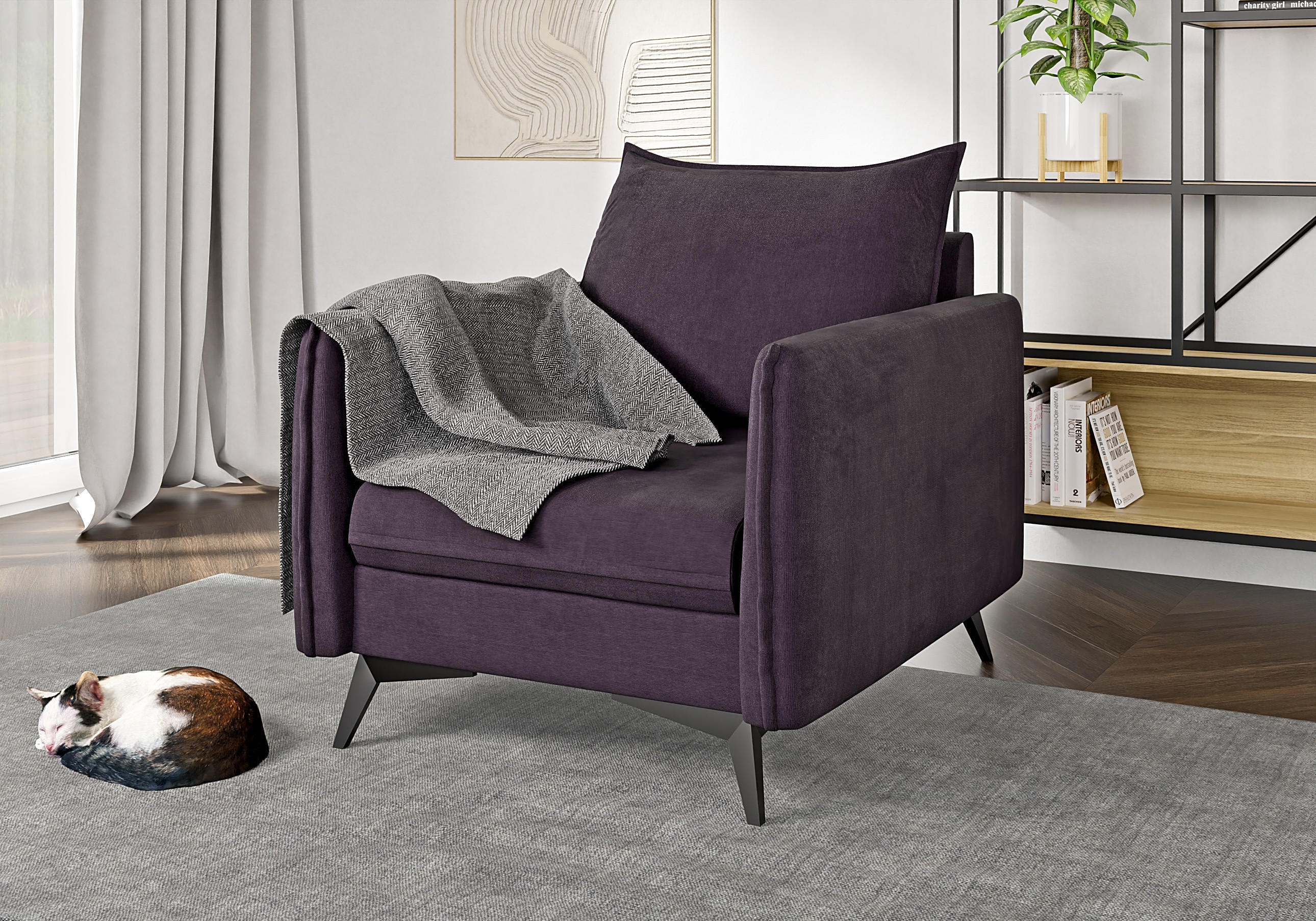 SESSEL Pulse Lila Luxusmicrofaser - Lila/Schwarz, Holz/Textil (74/86/31cm) - S-Style Möbel
