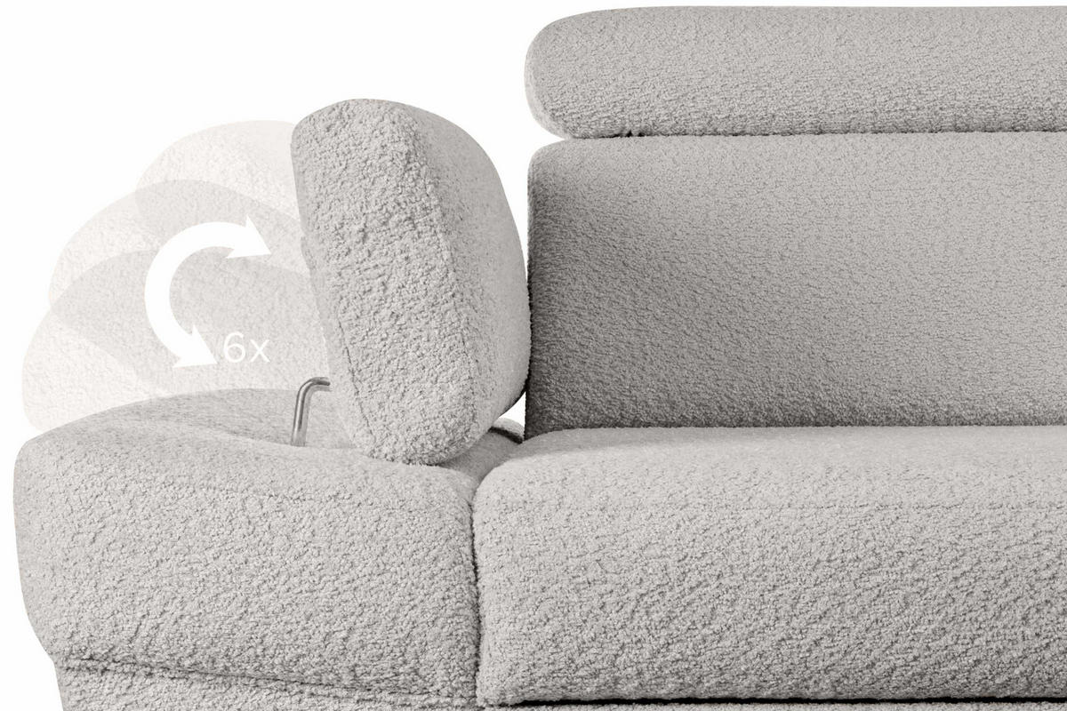 SCHLAFECKSOFA RATLO links 4/5-Sitzer mit Bettkasten, Braun - Graubraun/Silberfarben, Textil (270/190cm) - KONSIMO®