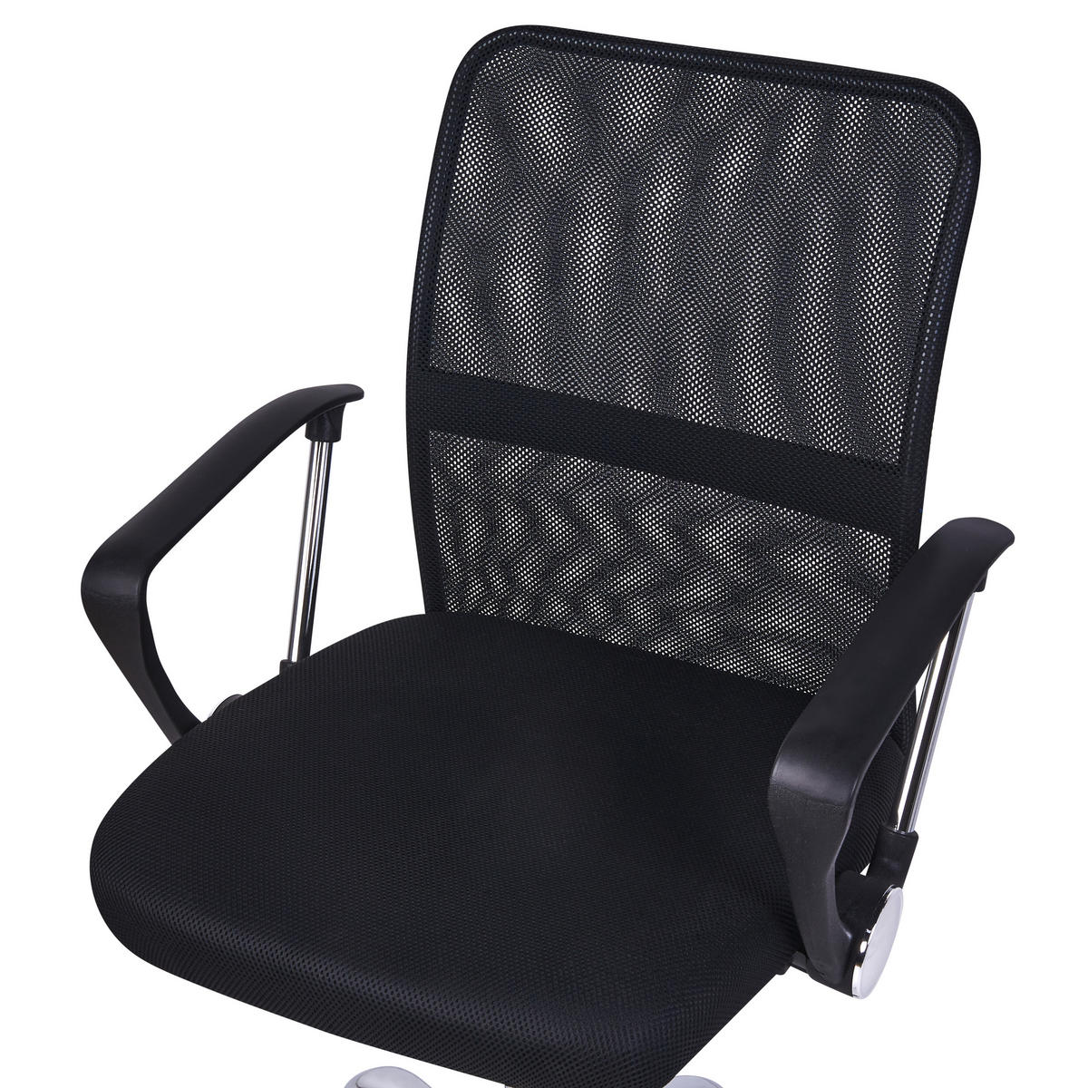 BÜROSTUHL Schwarz Best - Silberfarben/Schwarz, Textil (55/94/55cm) - Beliani